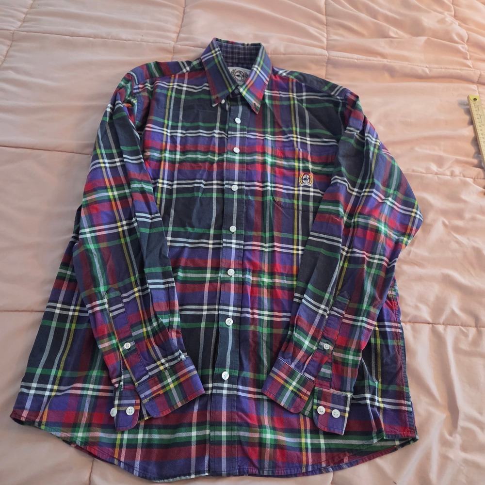 Cinch Mens Medium Plaid Button Down Shirt Long Sleeve Multi-Color Cotton Western